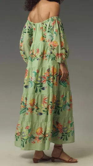 Farm Rio Off-The-Shoulder Tiered Floral Maxi Dress, Size M thumbnail 3