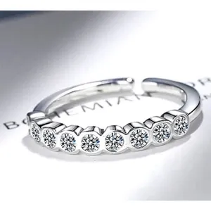 Boutique Dainty‎ 14k White Gold Plated Sterling Silver Synthetic Diamond Eternity Ring Sm thumbnail 3