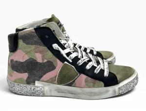Philippe Model PRSX High Sneaker in Camouflage Military Fuschia Green Size 6 thumbnail 1