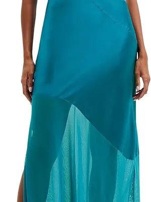 Silky Teal Slip Dress - Spaghetti Strap Maxi French connection thumbnail 2