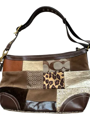 Vintage Y2K Coach Signature Patchwork Leopard Suede Hobo Shoulder Bag thumbnail 1