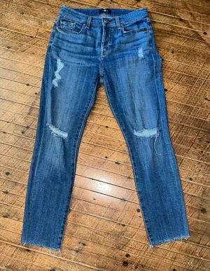 7 for all Mankind 24 Josephina distressed multi button jeans thumbnail 1
