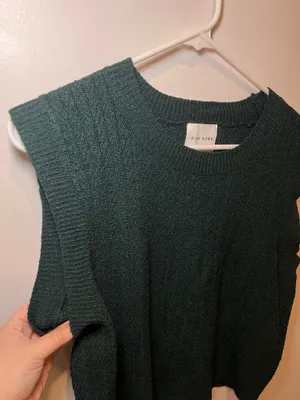 Pink Rose Fall Sweater Vest Sea Green thumbnail 2