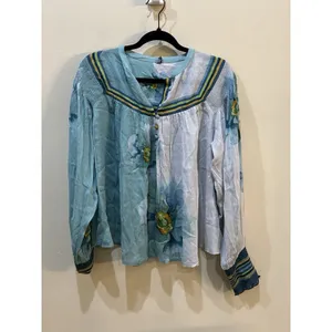 Bl^nk London FINDEL TOP Anthropologie Floral Smocked Watercolor Size Large thumbnail 4