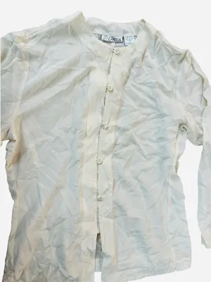 100% Silk Lightweight Cream Button thumbnail 6