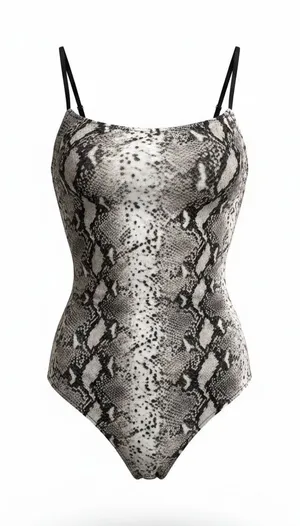 Snake-Print Bodysuit in Black and White thumbnail 1