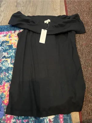 Anthropologie Nwt pilcro Off-Shoulder Black Women's ribbed twist top thumbnail 6