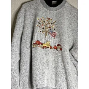 Women's Size L Dog Made In USA Bon Worth Gray Fall Sweatshirt thumbnail 2