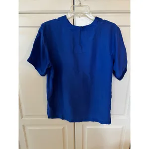 Willow Ridge Royal Blue 100% Silk Short Sleeve Blouse Top Medium 42454 thumbnail 3