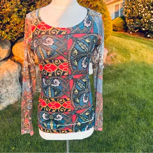 Vocal Rhinestone Embellished Mesh Top | Boho Y2K Graphic Print Long Sleeve M thumbnail 4