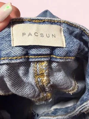 PacSun Light Blue Wide Leg Ripped-Knee Jeans thumbnail 3