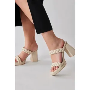 Dolce Vita Ivory Ashby Platform Braided Faux Leather Sandal Block Heels 9.5 thumbnail 2
