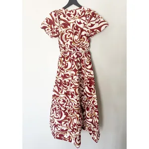 Anthropologie Somerset Maxi‎ Dress XS Burgundy Cream Printed Smocked Tiered NEW thumbnail 7