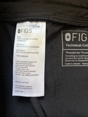 FIGS Zamora Jogger Scrub Pants Black Adjustable Drawstring‎ Scrubs Size Small thumbnail 10
