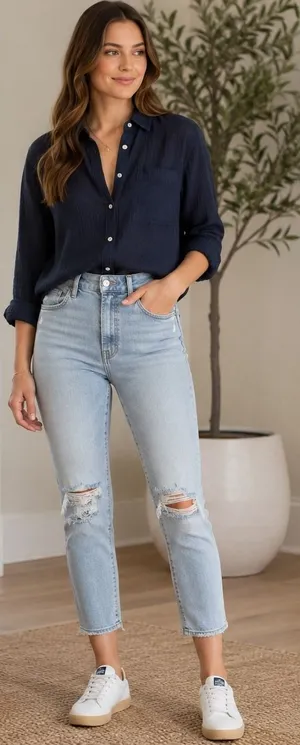 Good American Distressed Light Wash Cropped Jeans Size 12 / 31 thumbnail 1