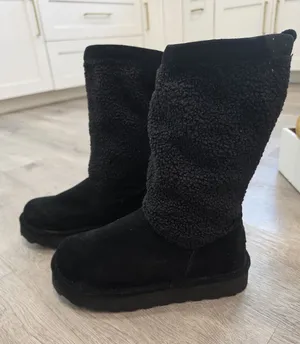 Bearpaw NWT Snuggle Murphy Platform Lo Boots Black Size 11W WIDE sherpa suede thumbnail 1