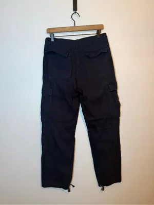 Zara navy‎ blue cotton cargo utility pants thumbnail 4