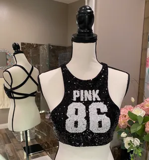 Victoria’s Secret PINK Halter Bralette Sequins Swim Top thumbnail 1