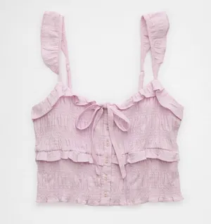 NWT Orchid American Eagle Smocked Ruffle Tank Top - Small thumbnail 1