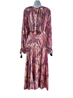 NWT Free People Purple Paisley Balloon Sleeve ‘Mirage’ Tassel Maxi Dress, Size 8 thumbnail 6
