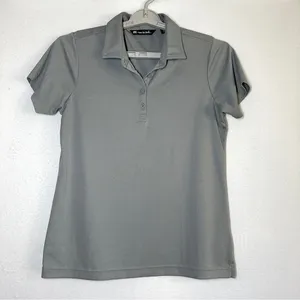 Travis Mathew Polo Women's M Gray Silver Polyester Short Sleeve Golf Top thumbnail 1