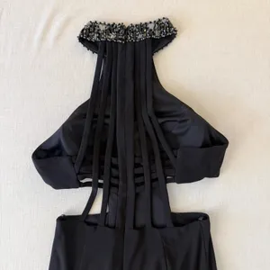 Faviana Black Beaded Halter Cutout Open Back Formal‎ Gown Size 2 thumbnail 7
