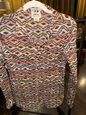 Ariat Women's Aztec-Print Button Down Shirt in Pink, Blue & Brown thumbnail 1
