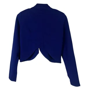 NWT Chocolate Moto Jacket Textured Cropped Open Front Royal Blue Edgy Size M thumbnail 7