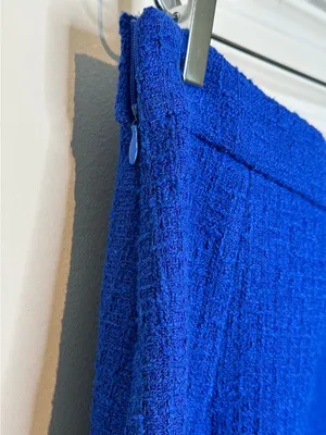 Zara Sapphire Blue Tweed Mini Skirt with Gold Buttons thumbnail 10