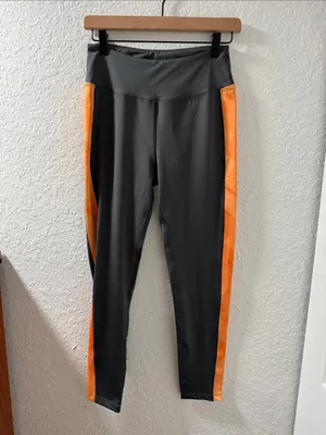 NWT OTF Orangetheory Fitness Gray Leggings with Orange Side Stripes thumbnail 9
