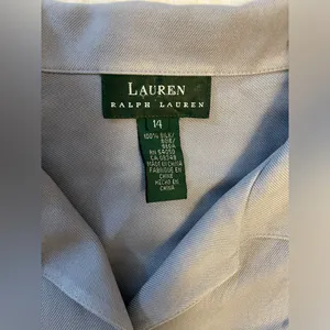 RALPH LAUREN Silk Button Front Collared Embroidered Pocket Sleep Top Size 14 thumbnail 9