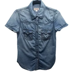 True Religion Y2K Button Front Chambray Western Rodeo‎ Top Size XS thumbnail 2