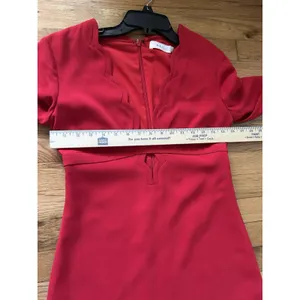 ALC Red Scallop Eva V-Neck Mini Dress Size 4 Designer Special Occasion Sexy thumbnail 7