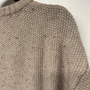 MNG Mango Mock Neck Tan Wool Blend Cable Knit Sweater Womens Size XS Oversized thumbnail 4