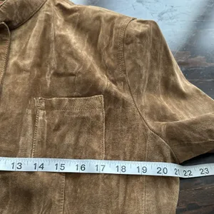 VTG Anne Klein Y2K XL Suede Leather Button Up Jacket chocolate Brown thumbnail 8