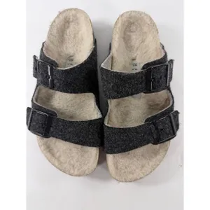 Birkenstock Arizona Shearling Anthracite Wool Felt Sandals 36 L5 Narrow Black thumbnail 5