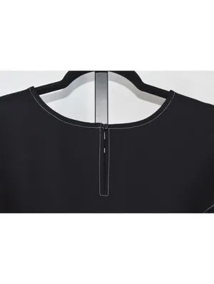 Worthington Black Contrast Stitch Top Size XL Ruffle Sleeve thumbnail 4
