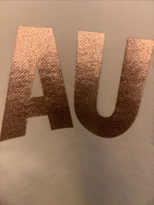 J Crew Cream Colored Sweatshirt Featuring Metallic Rose Gold Beaute Lettering thumbnail 7