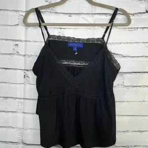 Aeropostale Black Crop Top Camisole Spaghetti Straps Lace SZ XL Flowy V-Neck thumbnail 2
