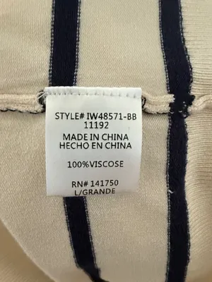 NWT Baltic Born Cream Navy Striped Knit Top Women’s Short Sleeve Sweater Size L thumbnail 6