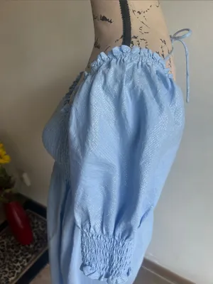 Hill House Athena Blue Glitter Smocked Nap Dress Size Small thumbnail 8