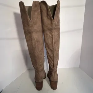 BP Over The Knee Boots Suede Block Heel Side Zip‎ Taupe Women's Size 6.5M thumbnail 9