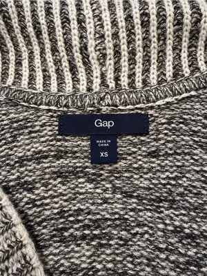 Gap Oversized Marled Black Gray Shawl Neck Button Front Cardigan Sweater XS Cozy thumbnail 6