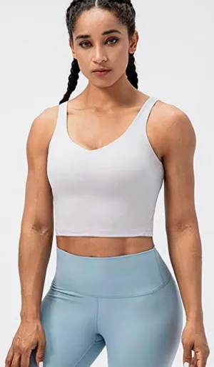 Amazon Lavento Women's Longline Sports Bra - Crop Tank Top with Built in Bra thumbnail 1