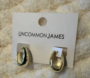 Uncommon James Gold Pavé Curved Hinge Earrings thumbnail 1