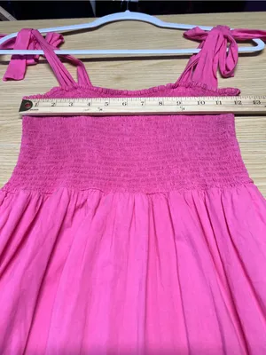 XiRENA Lorraine Pink Smocked Tie Strap Cotton Maxi Dress XS thumbnail 13