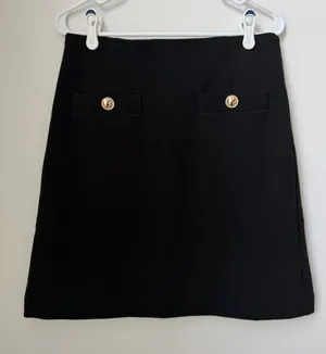 Ann Taylor Black Mini Skirt with Gold Buttons Size 6 New with tags! thumbnail 1