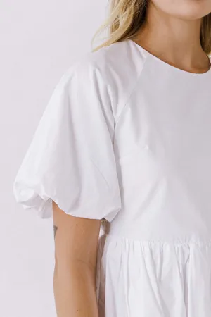 English Factory Short Balloon Sleeve Mini Dress White thumbnail 4