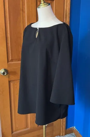 Anne Klein Black Tunic Top with Pearl Button. Size XL thumbnail 2