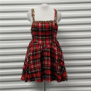 L'Atiste Tweed Dress Size Medium Red Black Plaid Preppy Y2K Retro Holiday Party thumbnail 3